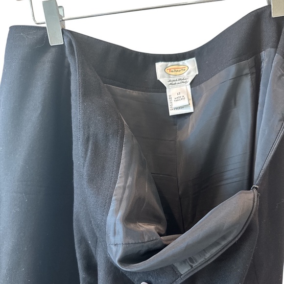 Vintage Talbots Pants 12 Wool Wide Leg Minimalist Trouser Career Classic Black - Picture 8 of 9